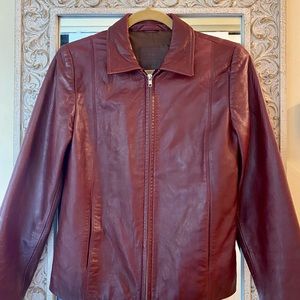 Coach burgundy leather jacket